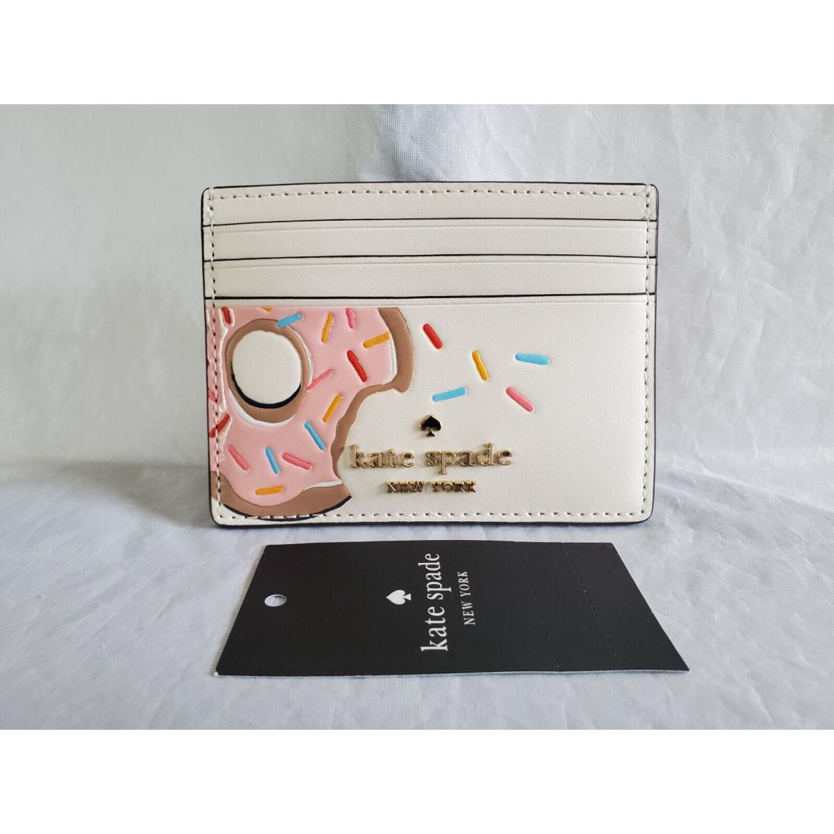 Kate Spade Coffee Break SM Slim Leather Card Holder Donut/kiss KF488