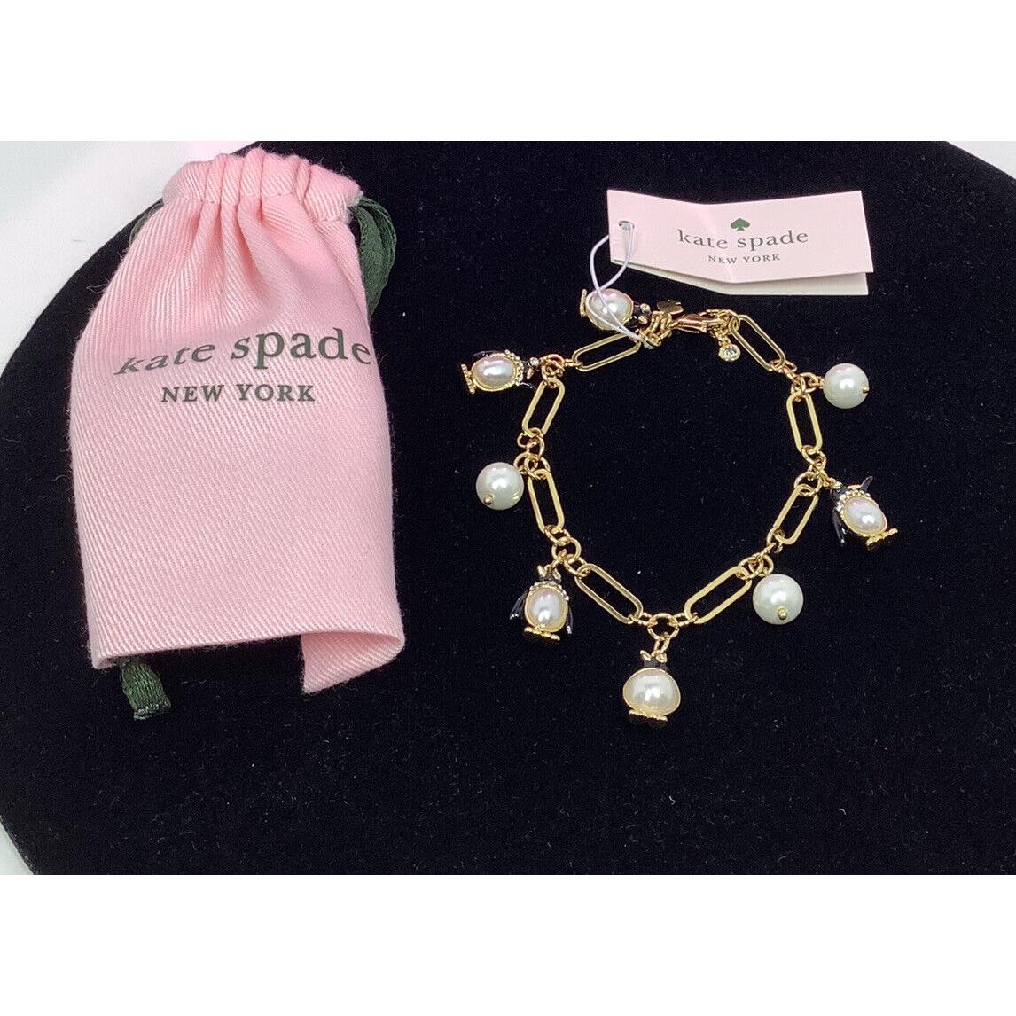 Kate Spade Arctic Friends Penguin and Pearls Charm Bracelet