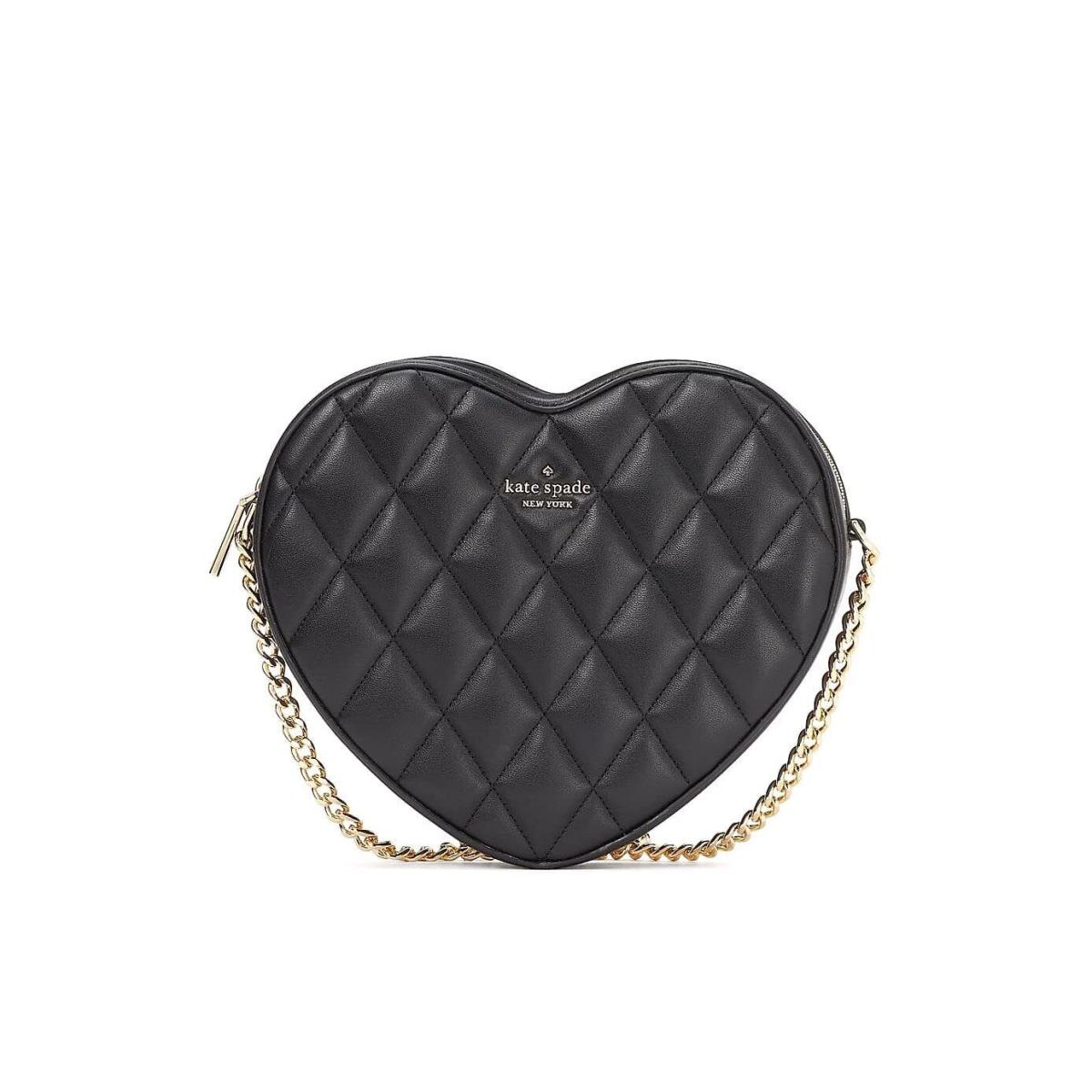 Kate Spade New York Love Shack Heart Crossbody Shoulder Handled Bag Black Quilt