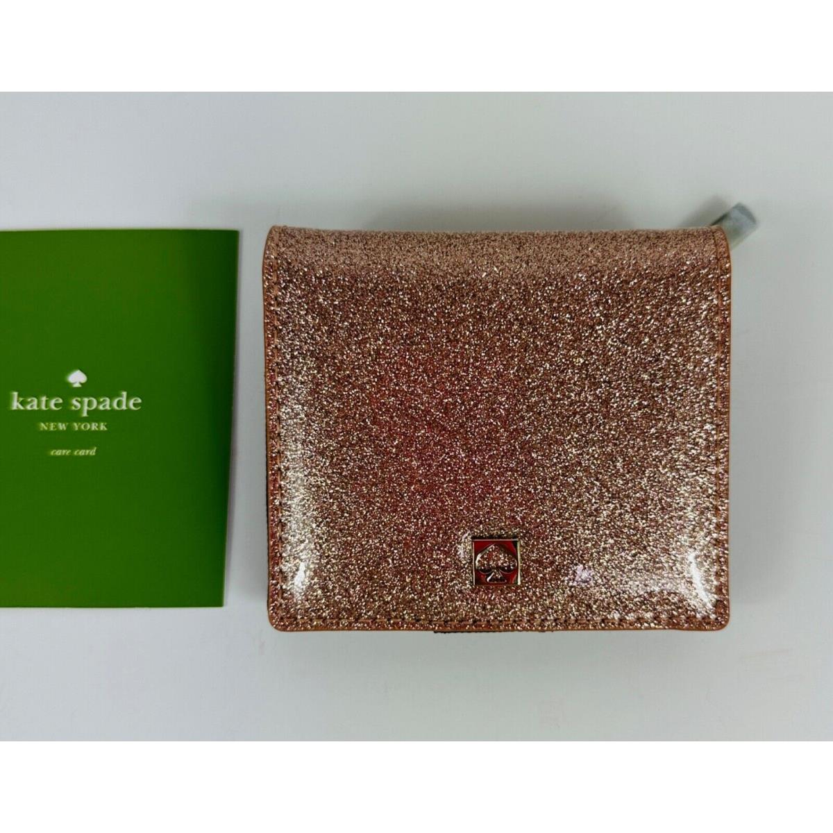 Kate Spade Mavis Street Serenade Wallet Glitter Rose Gold New