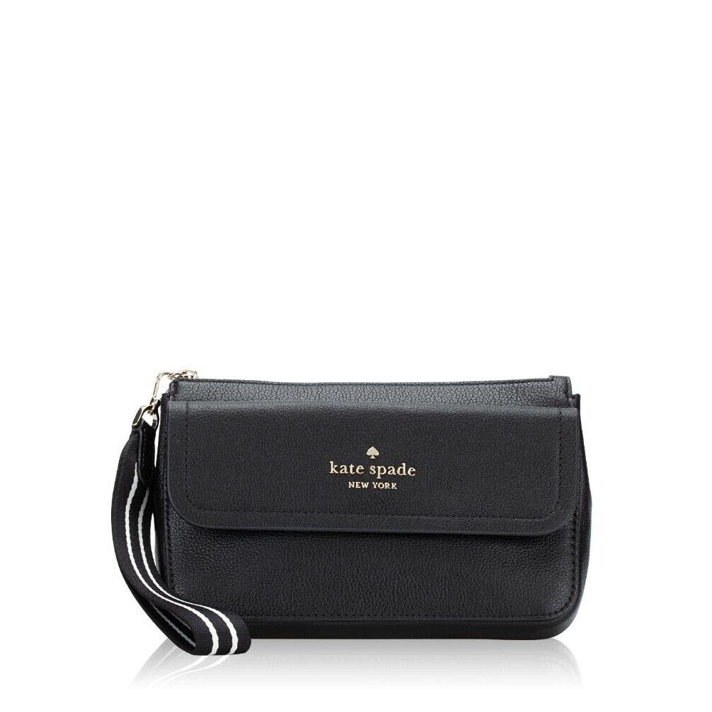 Kate Spade Rosie Black Medium Flap Wristlet Pebbled Leather KA650