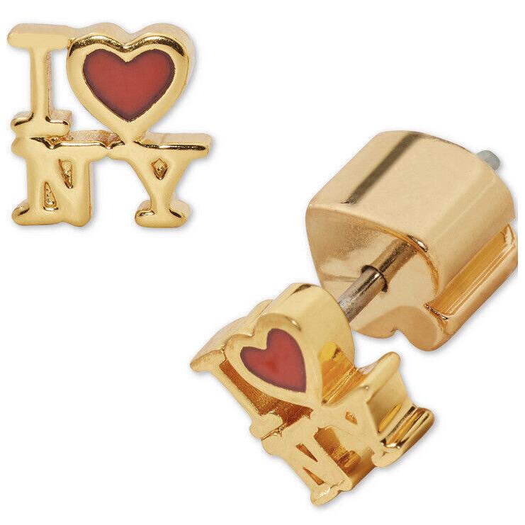 Kate Spade Gold Tone I Heart NY Stud Earrings- I13L