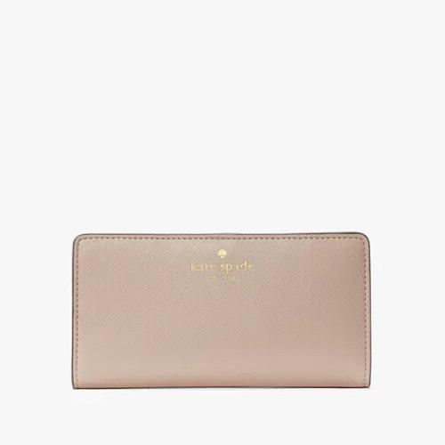 Kate Spade Schuyler Large Slim Bifold Warm Beige Saffiano Pvc Wallet KE813