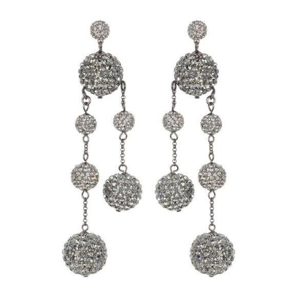 Kate Spade Womens Silver CZ Round Pave Rhinestone Orbital Dangle Earrings