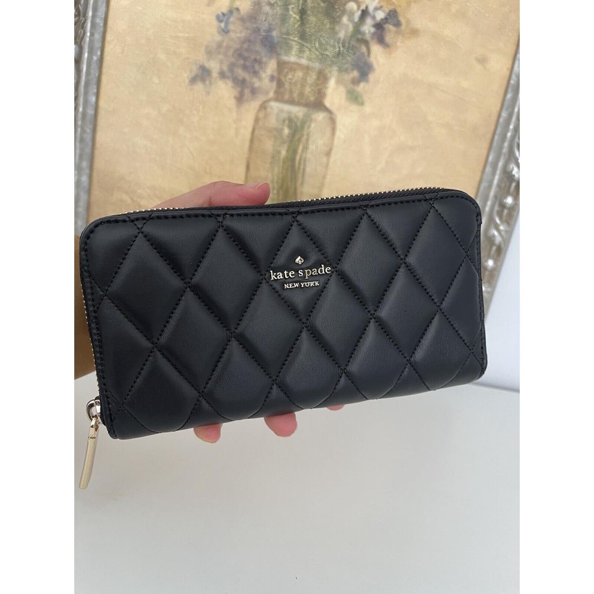 Kate Spade Carey Smooth Quilted Leather Large Continential Wallet in Black