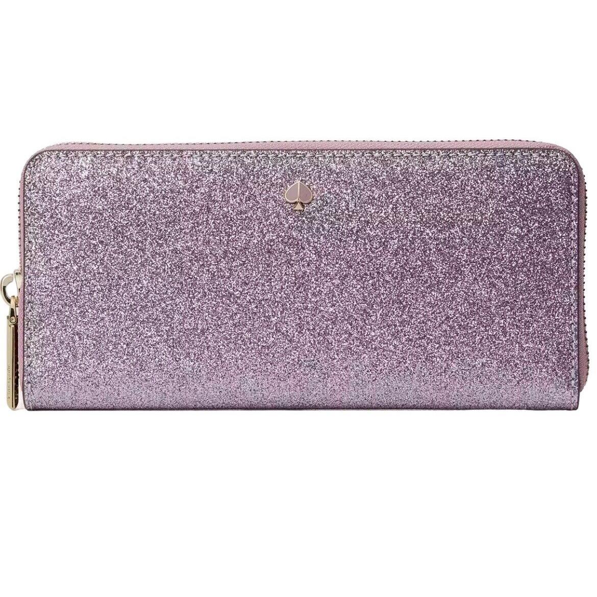 Kate Spade New York Slim Continental Wallet Purple Glitter Lilac Burgess Court