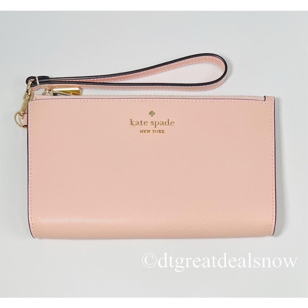 Kate Spade Madison Double Zip Saffiano Leather Wristlet Conch Pink KC588