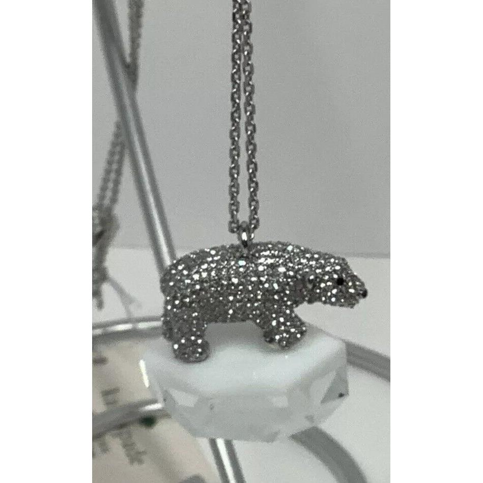 Kate Spade Arctic Friends Polar Bear Pave Crystal Pendant Necklace New Winter