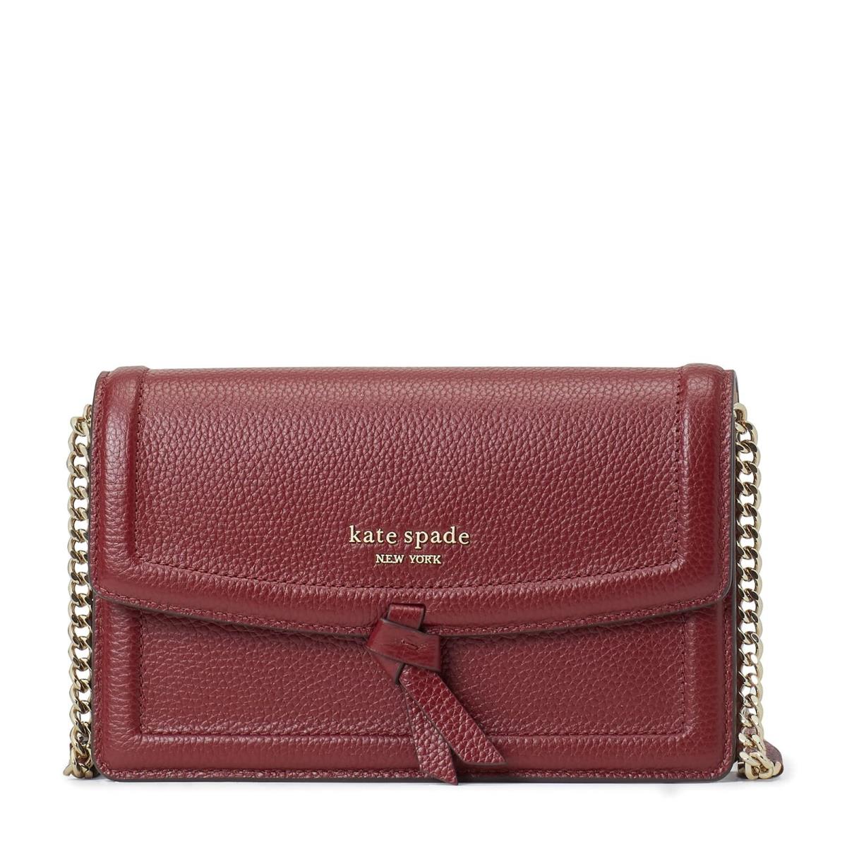 Kate Spade New York Knott Pebbled Leather Flap Crossbody Autumnal Red One Size