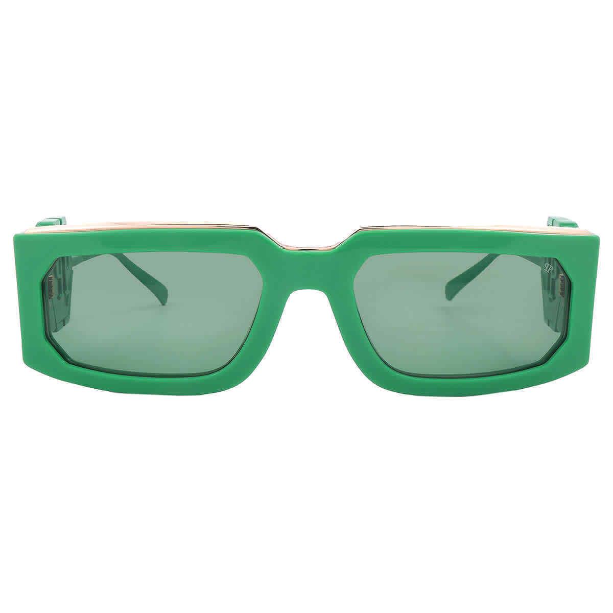 Philipp Plein Green Rectangular Ladies Sunglasses SPP119M 0859 58 SPP119M 0859