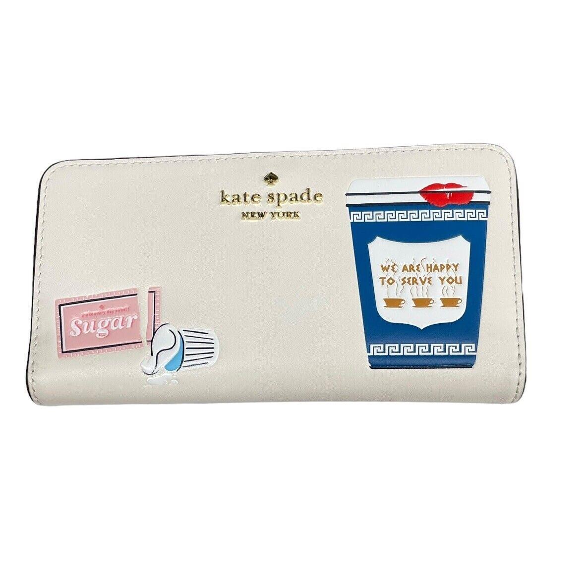 Kate Spade Coffee Break Large Slim Bifold Wallet in Cream