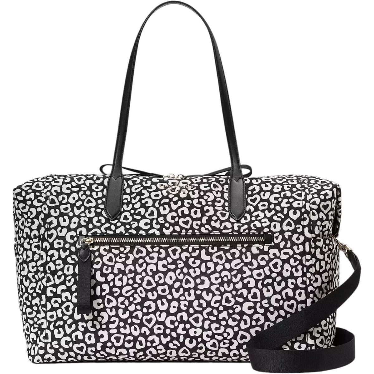 Kate Spade Chelsea Weekender - Leopard Heart Print Gym Duffle Travel Bag Floral