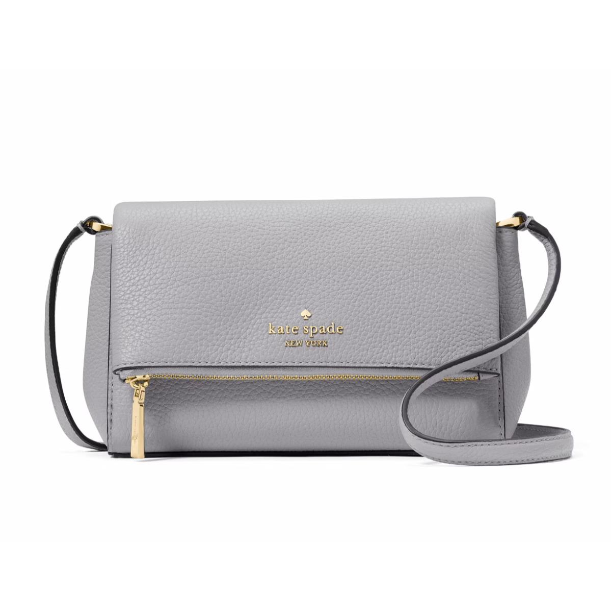 New Kate Spade Leila Mini Zip Crossbody Pebble Leather Mountain Grey / Dust Bag