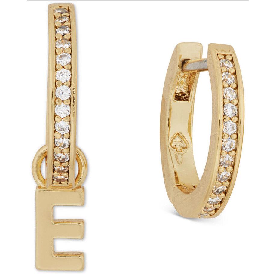 Kate Spade Gold Tone E Initial Mismatch Huggie Hoop Earrings- I13P