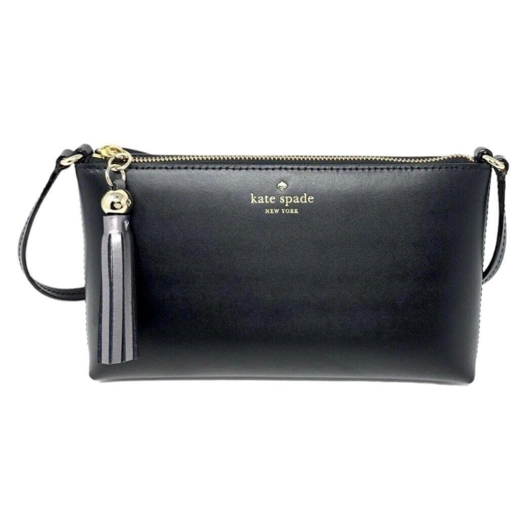 Kate Spade Purse Ivy Street Amy Soft Leather Crossbody Bag Black Tassel Deet