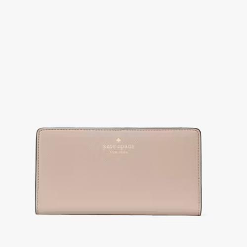 Kate Spade Dana Large Slim Saffiano Pvc Warm Beige Bifold Wallet K6011