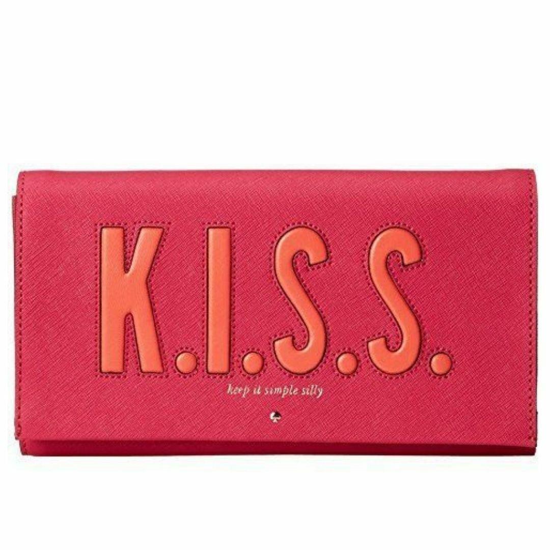 Kate Spade Kiss Foldover Clutch Pink Leather Vintage Tally Love Birds Bag