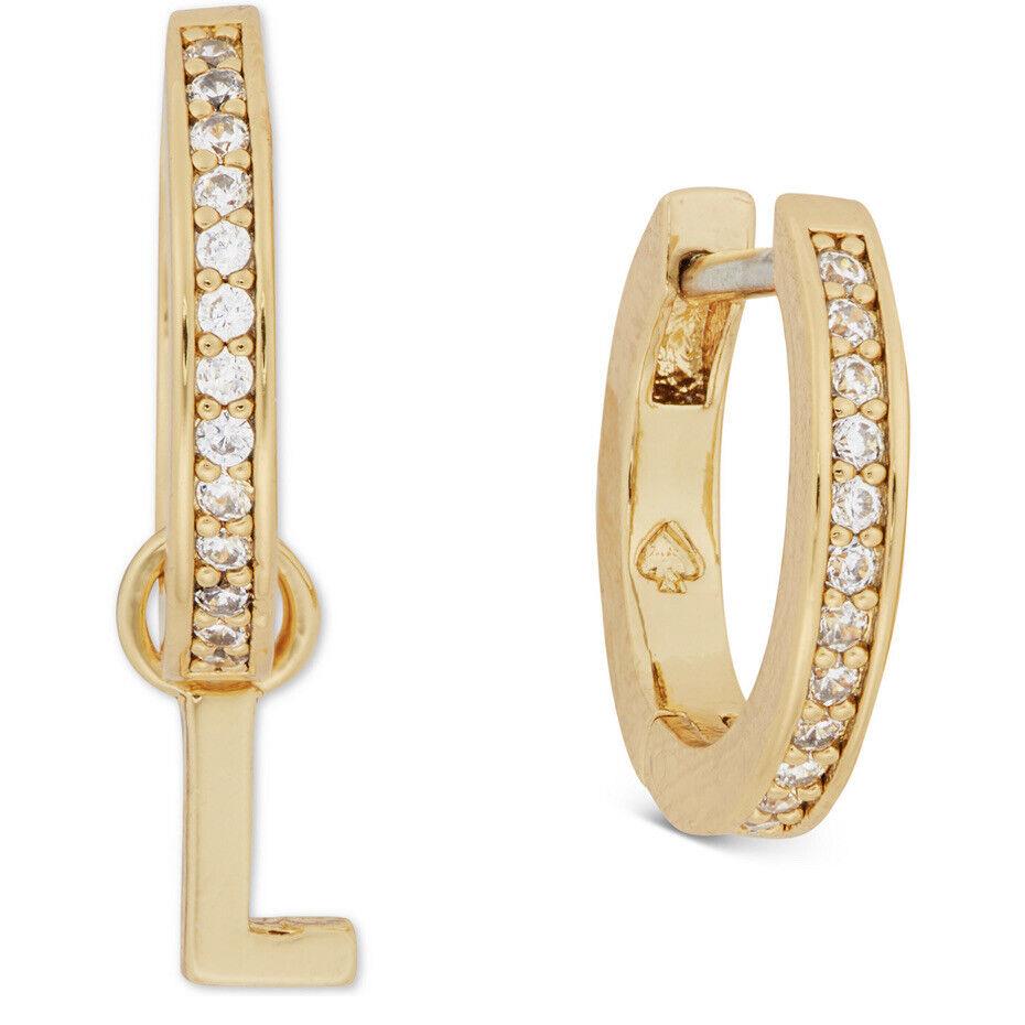 Kate Spade Gold Tone L Initial Mismatch Huggie Hoop Earrings- I13O