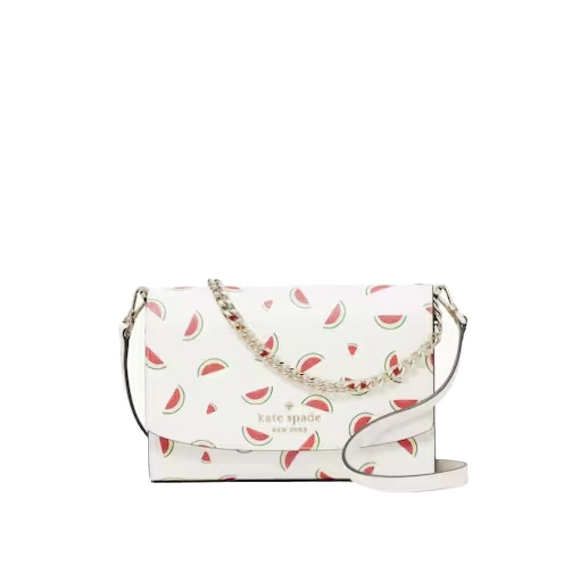 Kate Spade New York Carson Leather Crossbody Purse Cream Multi Watermelon