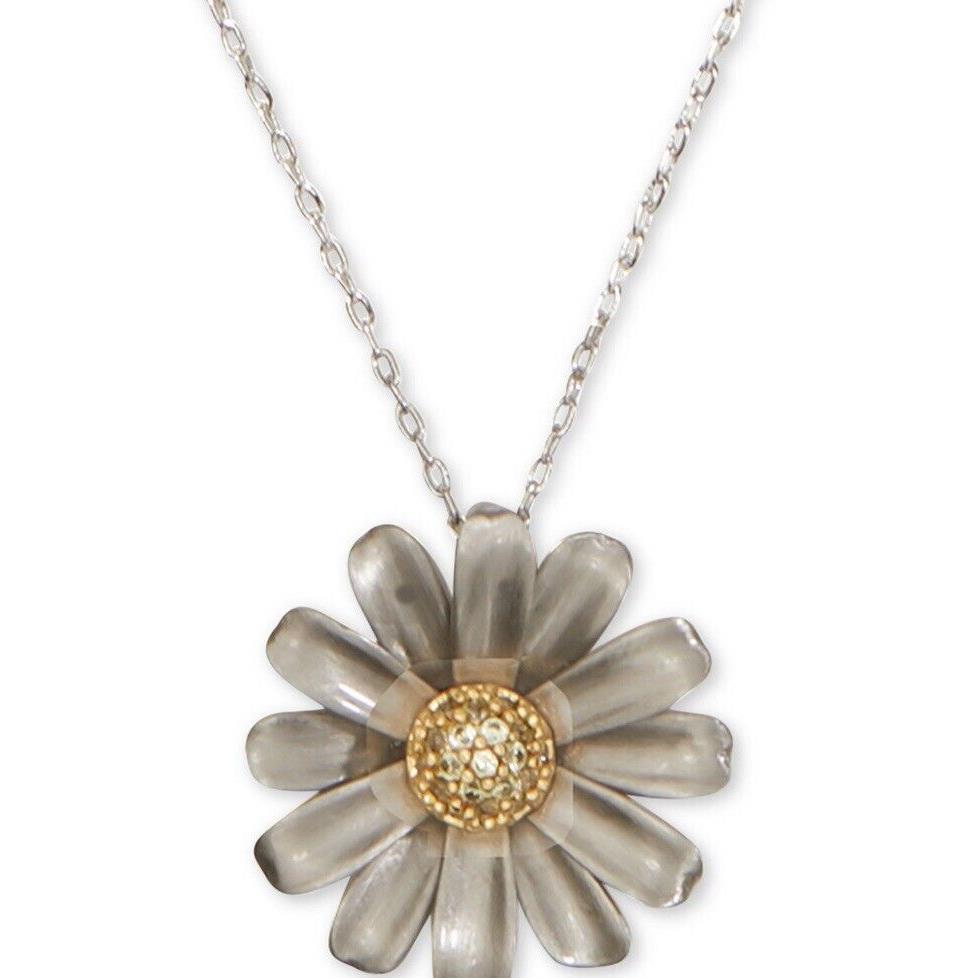 Kate Spade Into The Bloom Flower Necklace Silver Tone 20 Q7