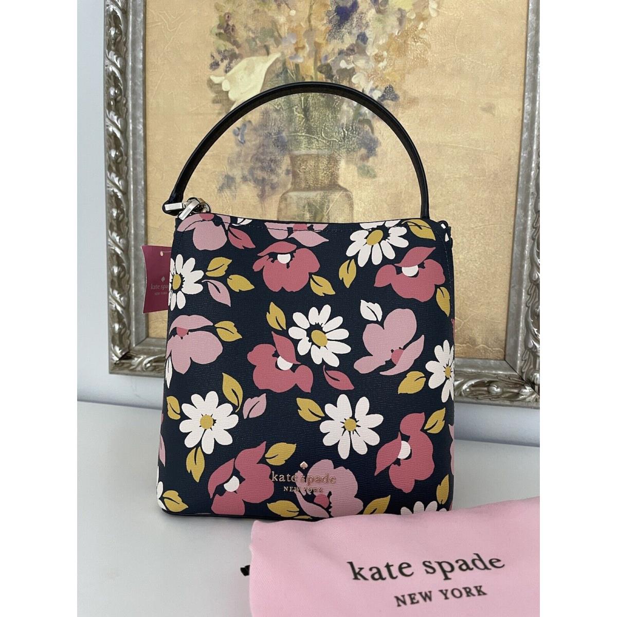 Kate Spade Road Trip Flora Small Bucket Crossbody Blue Multi