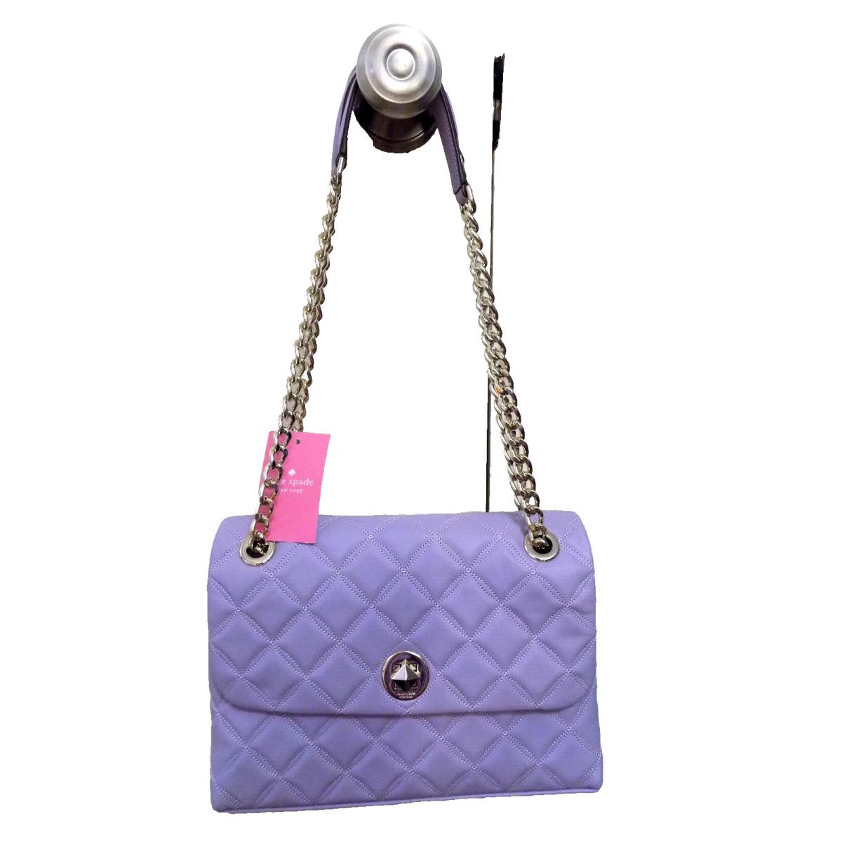 Kate Spade Natalie Natalia Medium Quilted Chain Flap Shoulder Bag Lilac Purple