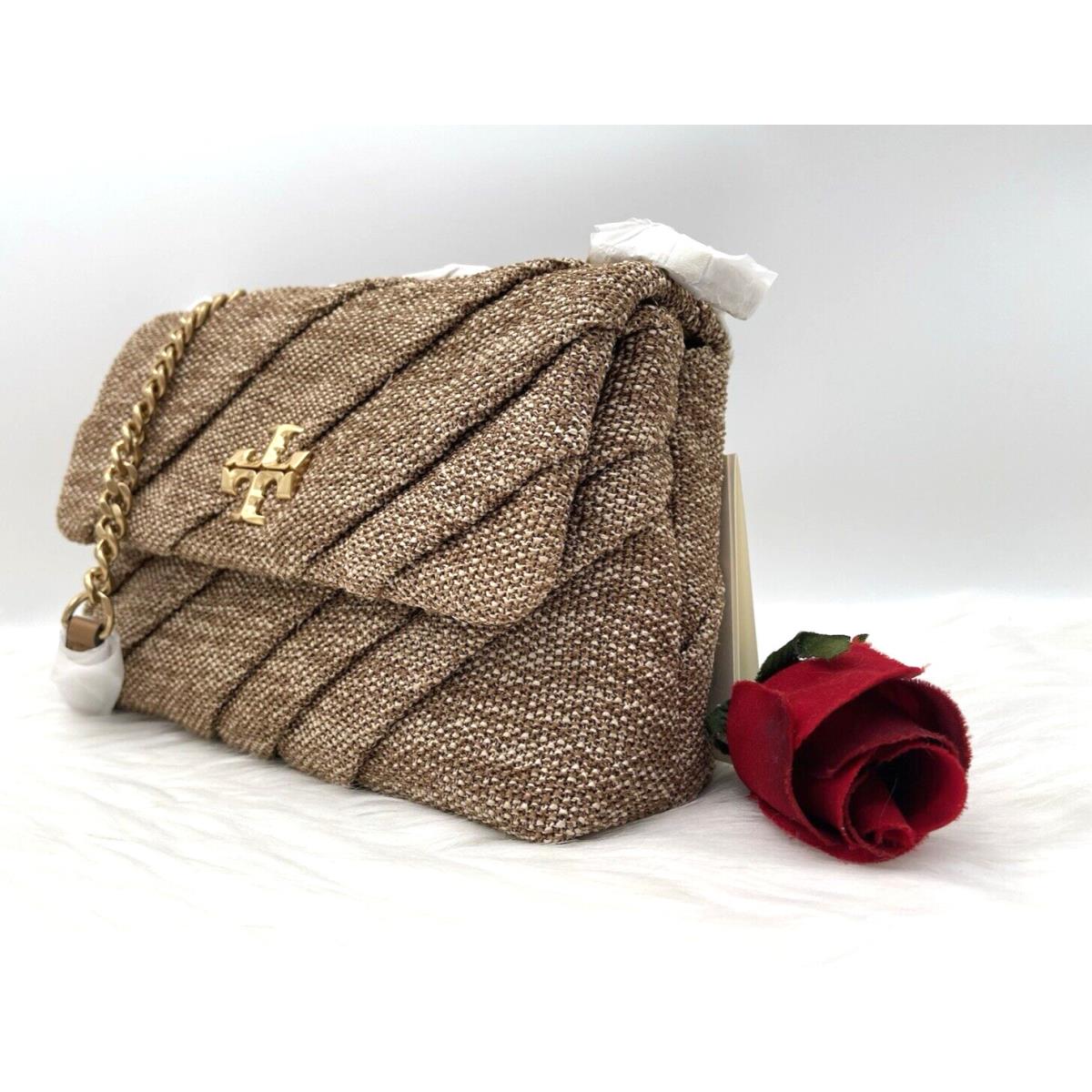 Tory Burch Small Kira Draped Raffia Convertible Shoulder Bag In Camel