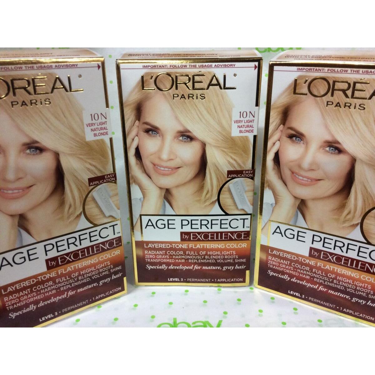 3 X L`oreal Age Perfect By Excellence Hair Color 10N Very Light Natural Blonde