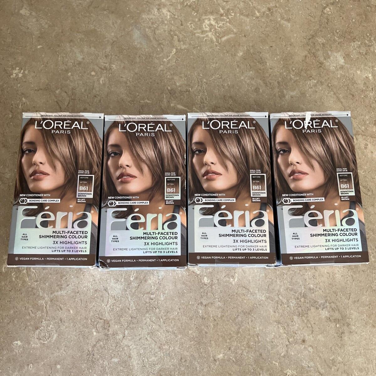 L`oreal Feria Hi-lift Brown B61 Downtown Brown Lot Of 4