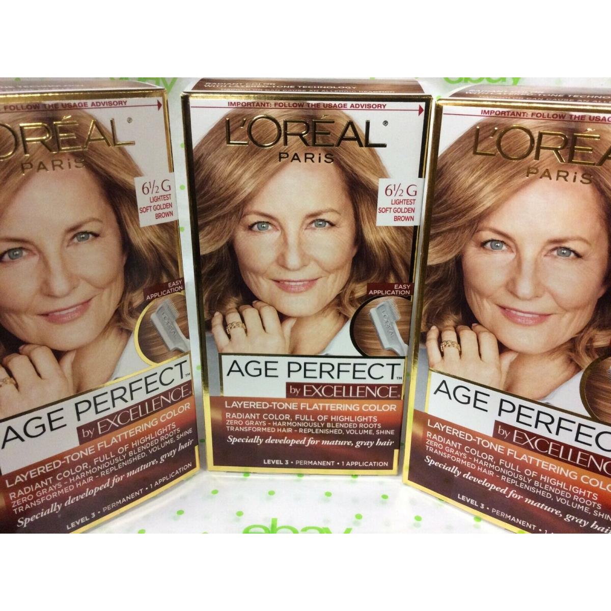 3 X L`oreal Age Perfect By Excellence Hair Color Lightest Soft Golden Brown