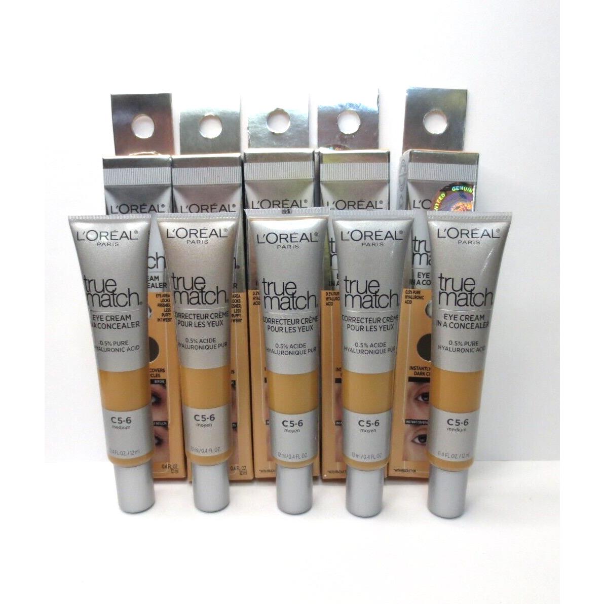 L`oreal True Match Eye Cream IN A Concealer C5-6 Medium 0.4 OZ Lot OF 5 Boxed