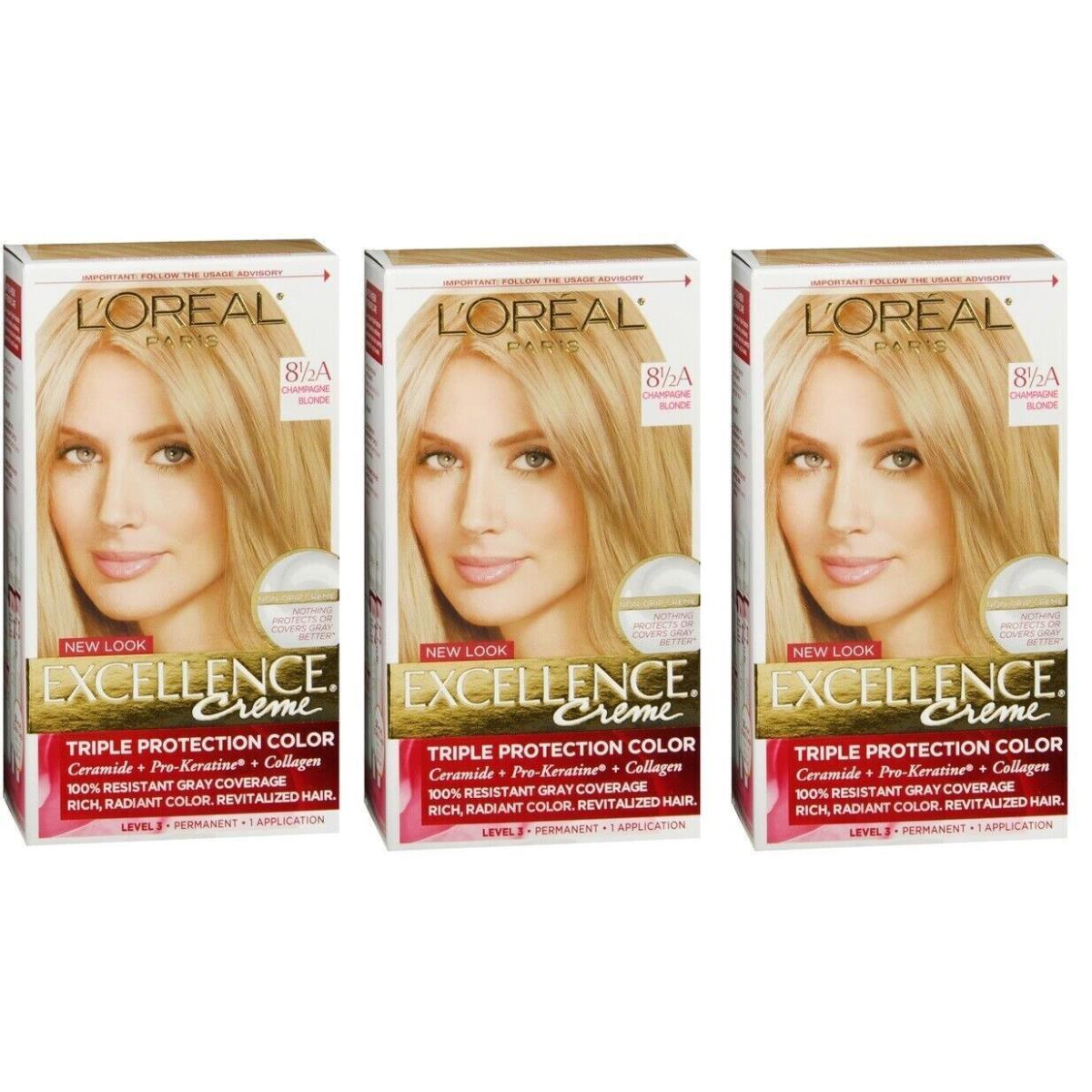 L`oreal Excellence 8.5A Champagne Blond X 3 Packs