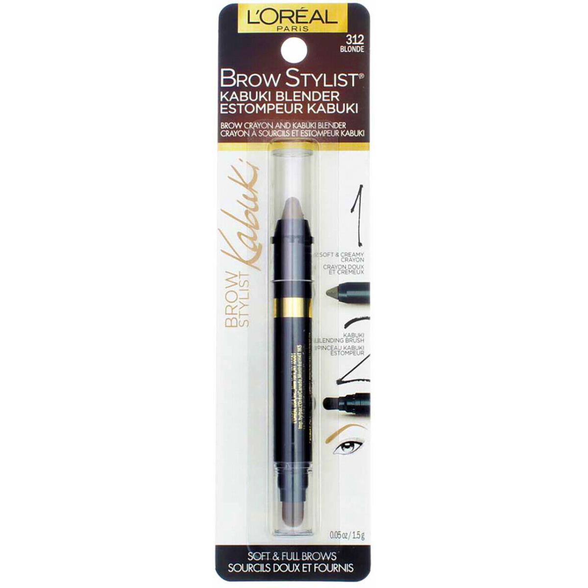 4 Pack L`oreal Paris Brow Stylist Kabuki Blender Brow Crayon Blonde 312