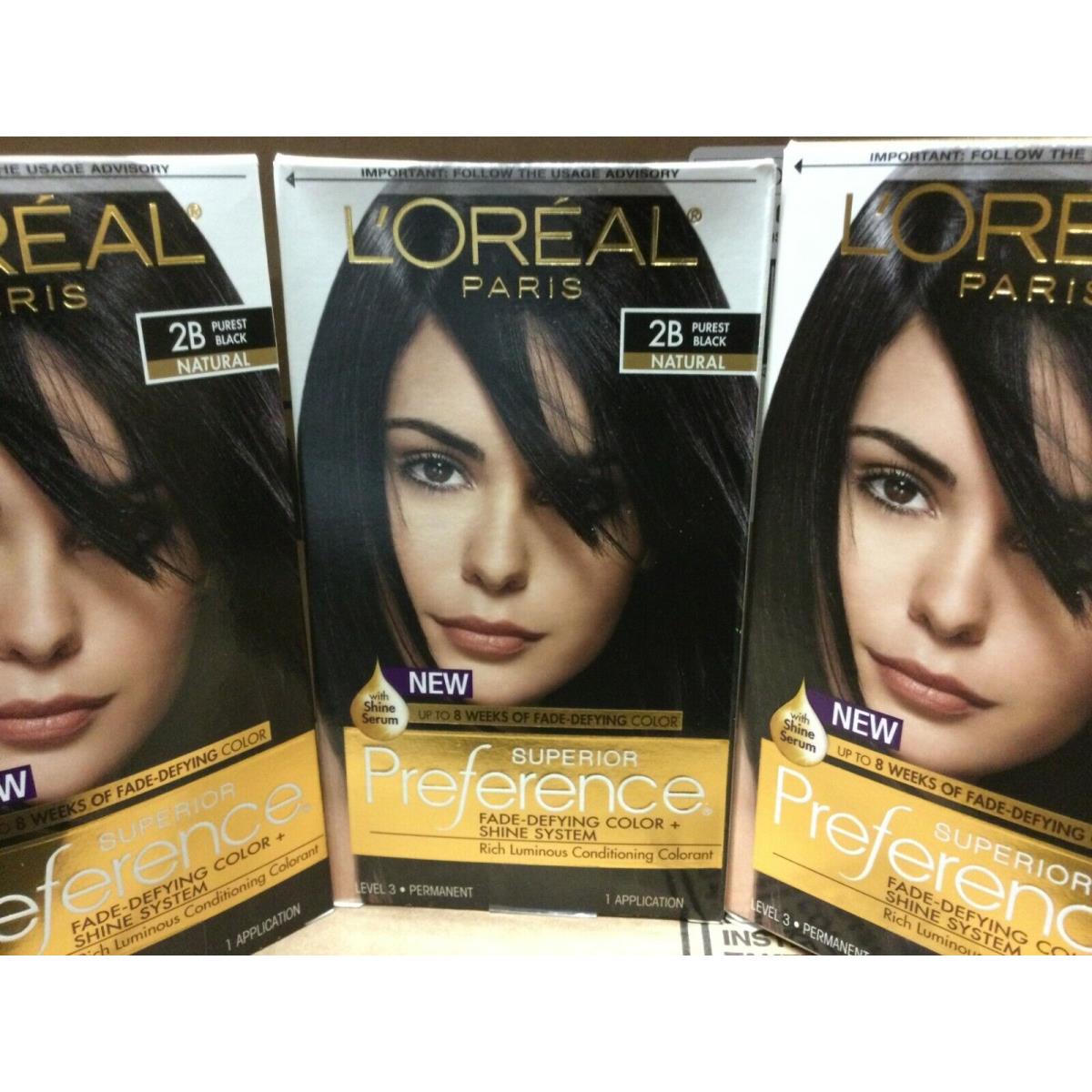 L`oréal Lot OF 3 - L`or al Superior Preference Hair Color Dye 2B Purest Natural Black