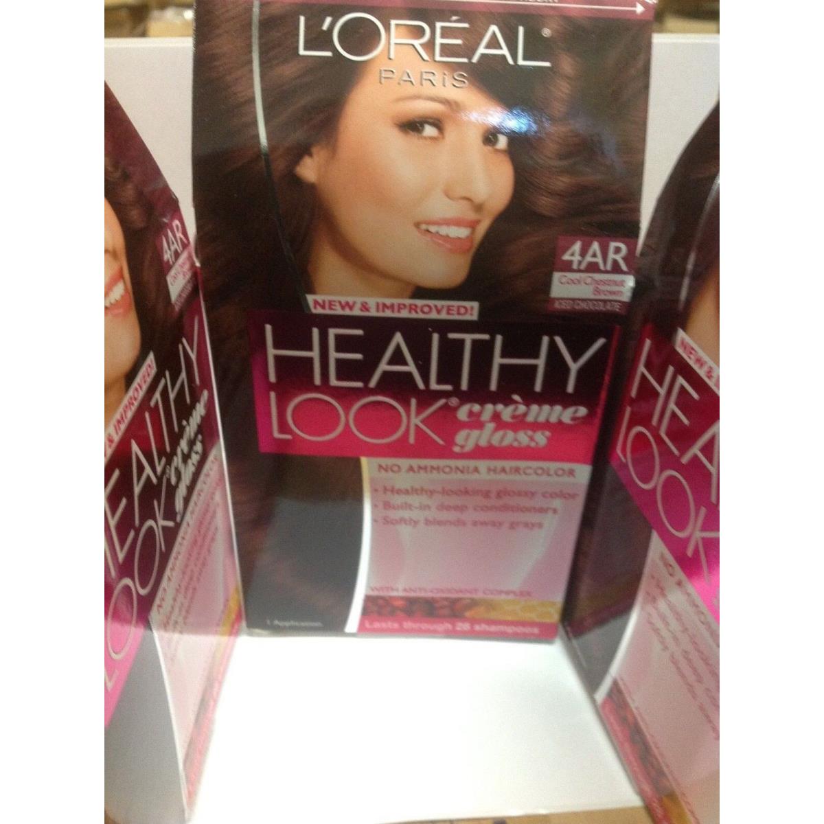 3 X L`oreal Healthy Look Gloss Hair Color Cool Chestnut Brown/iced Chocolate 4AR