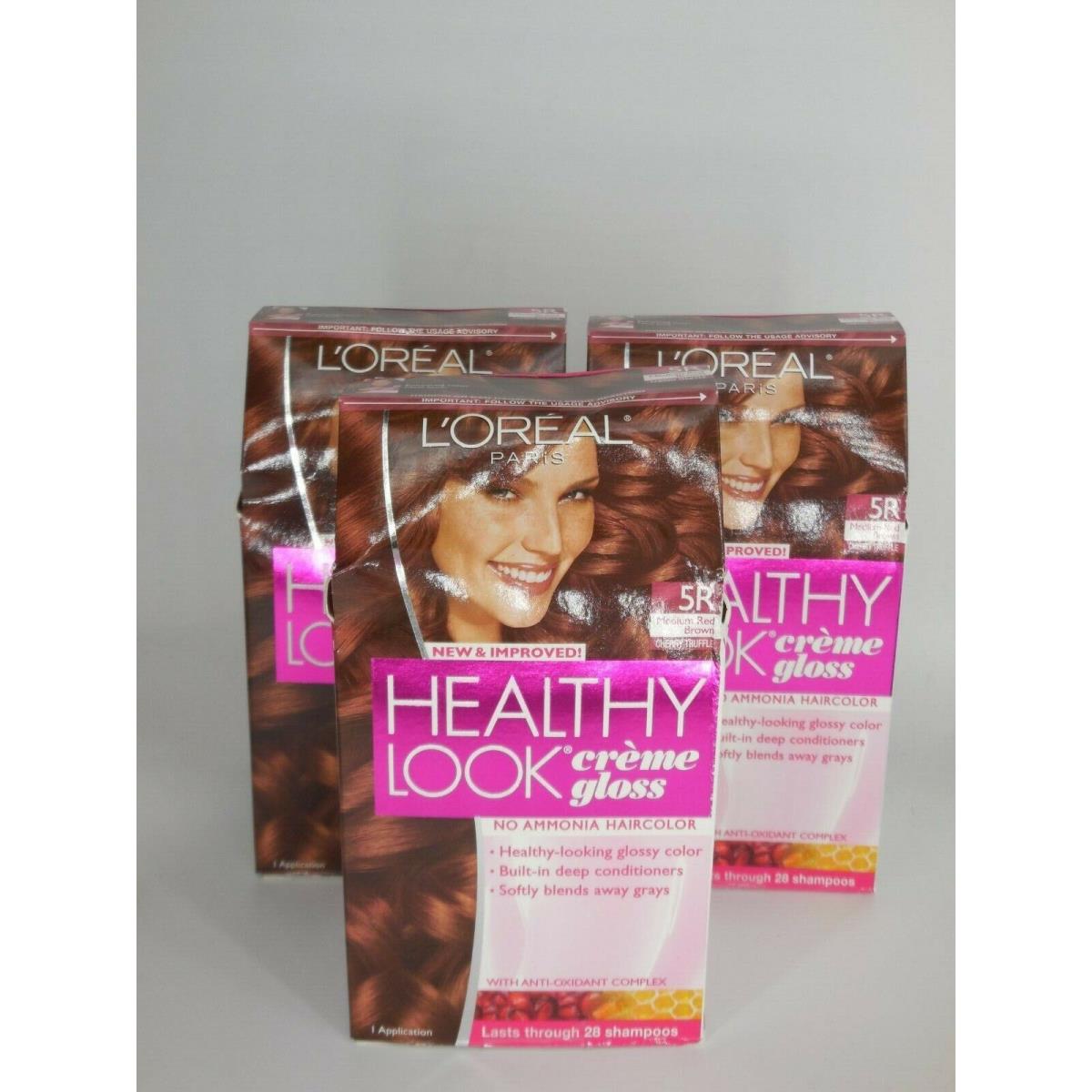 Lot of 4 L`oreal Healthy Look Haircolor 5R Medium Red Brown Cherry Truffle