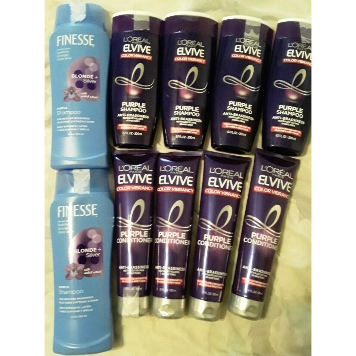 L`oreal Paris Finesse Purple Shampoo Conditioner Lot Blonde Silver Gray Hair