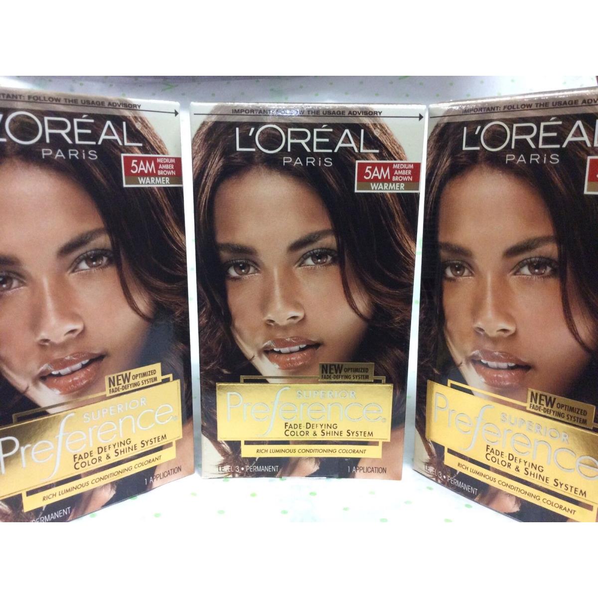 Lot OF 3 - L`oreal Paris Superior Preference Hair Color 5AM Medium Amber Brown