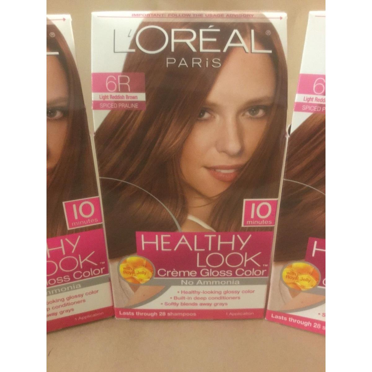 3 X L`oreal Healthy Look Hair Color Light Red Brown 6R / Spiced Praline