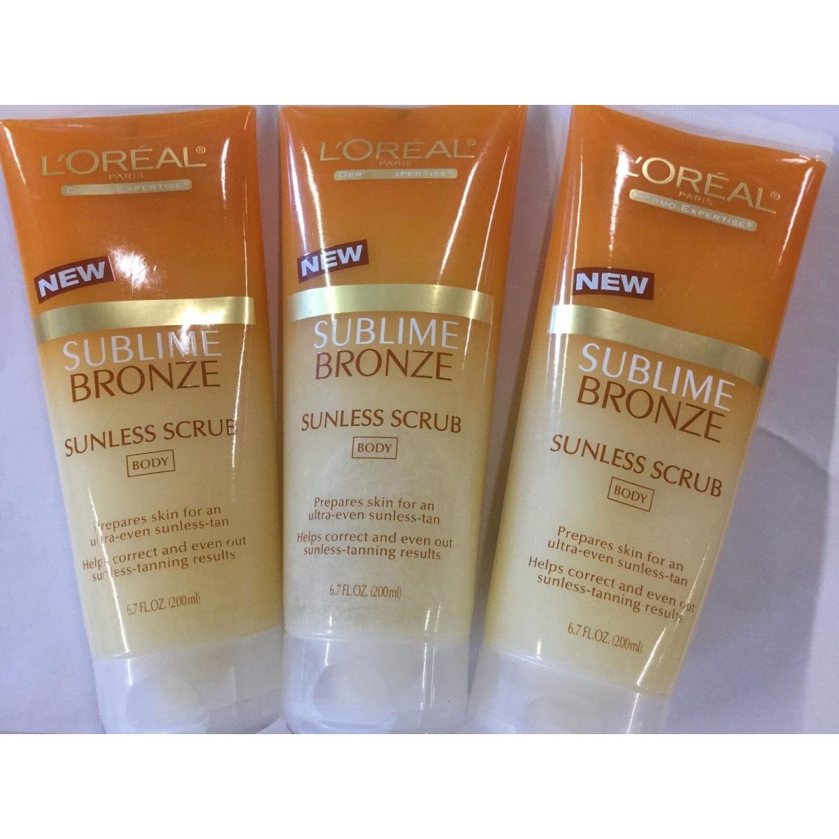 Lot OF 3 - L`oreal Sunless Sublime Bronze Body Scrub - 6.7 Oz Each New