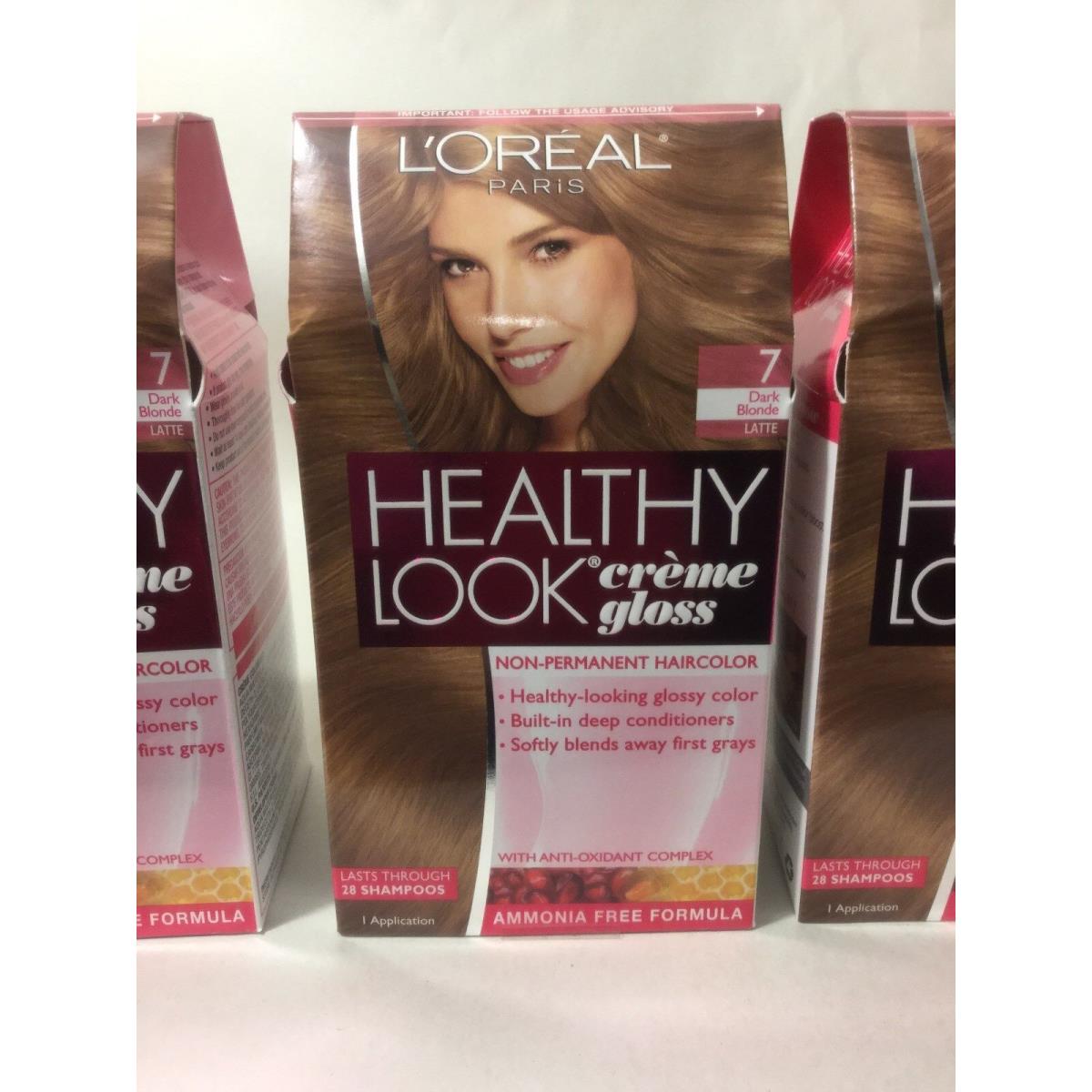 3 X L`oreal Healthy Look Creme Gloss Hair Color Dark Blonde Latte 7 New