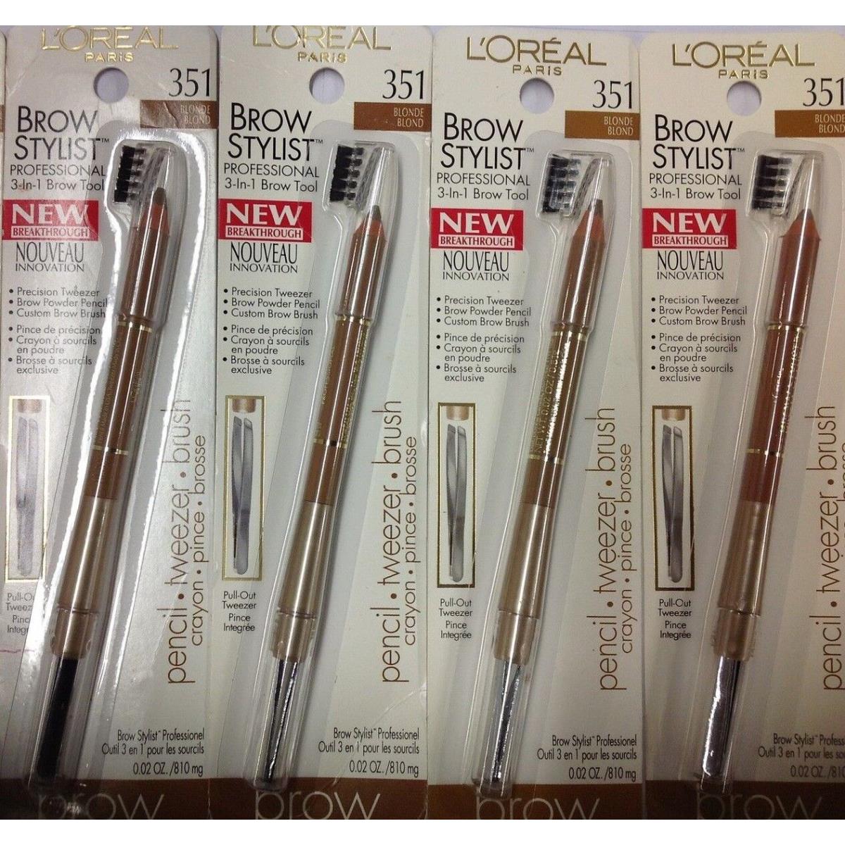 Lot OF 4 - L`oreal Brow Stylist Professional 3-in-1 Brow Tool // Blonde 351/New