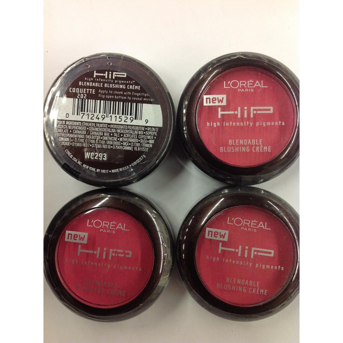 Lot OF 4 L`oreal Hip Blendable Blushing Creme Blush 202 Coquette New