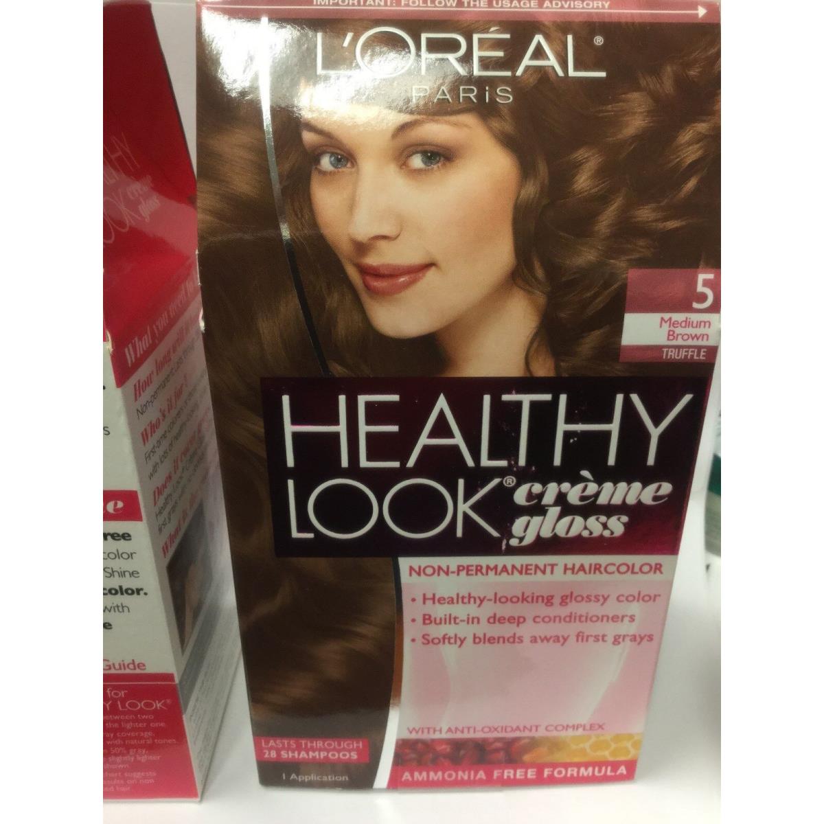 3 X L`oreal Healthy Look Creme Gloss Hair Color Medium Brown/truffle 5