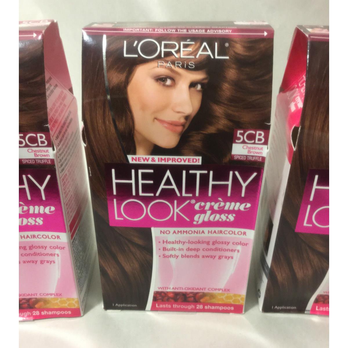 3 X L`oreal H Look Creme Gloss Hair Color Chestnut Brown Spiced Truffle 5CB