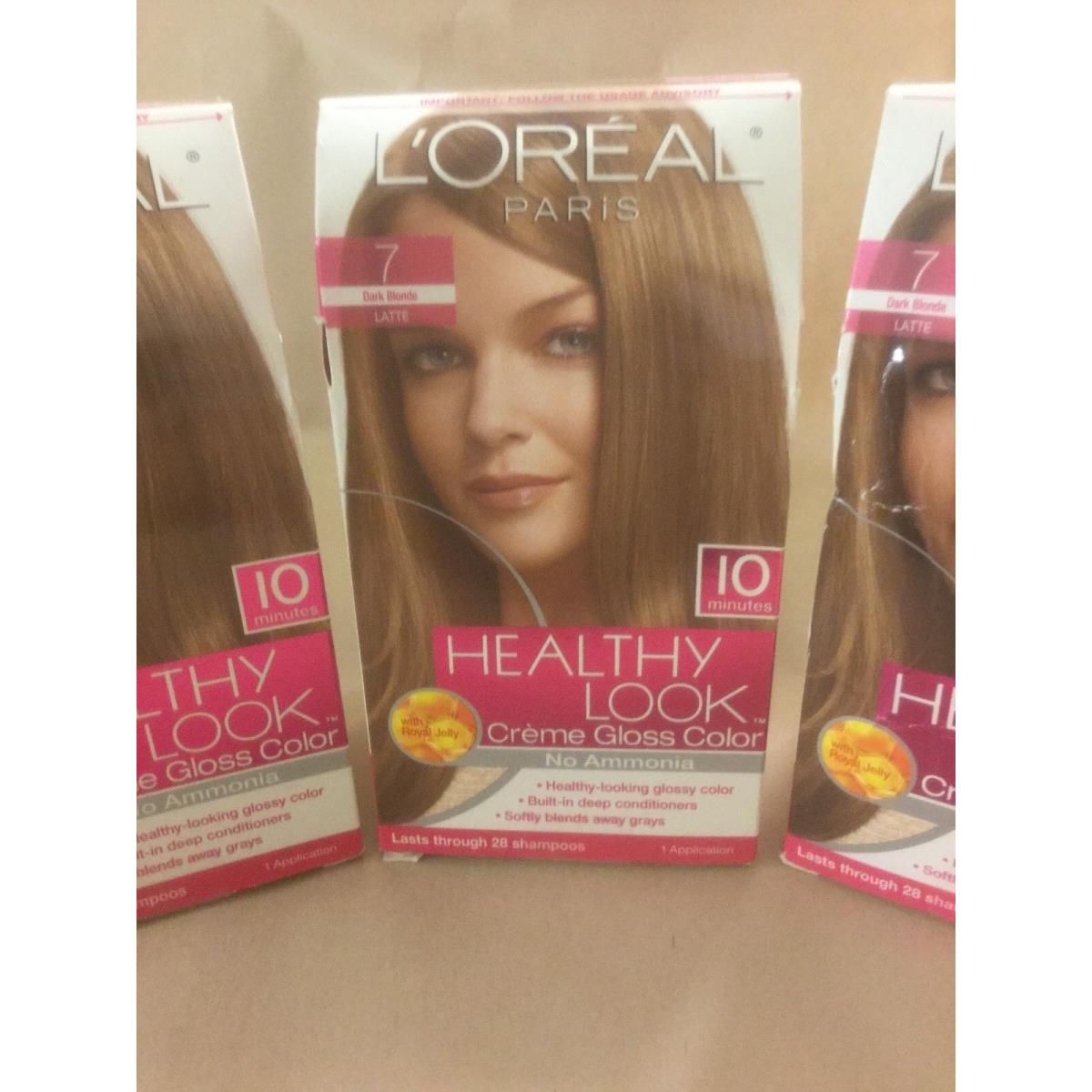 3 X L`oreal Healthy Look Creme Gloss Hair Color Dark Blonde Latte 7