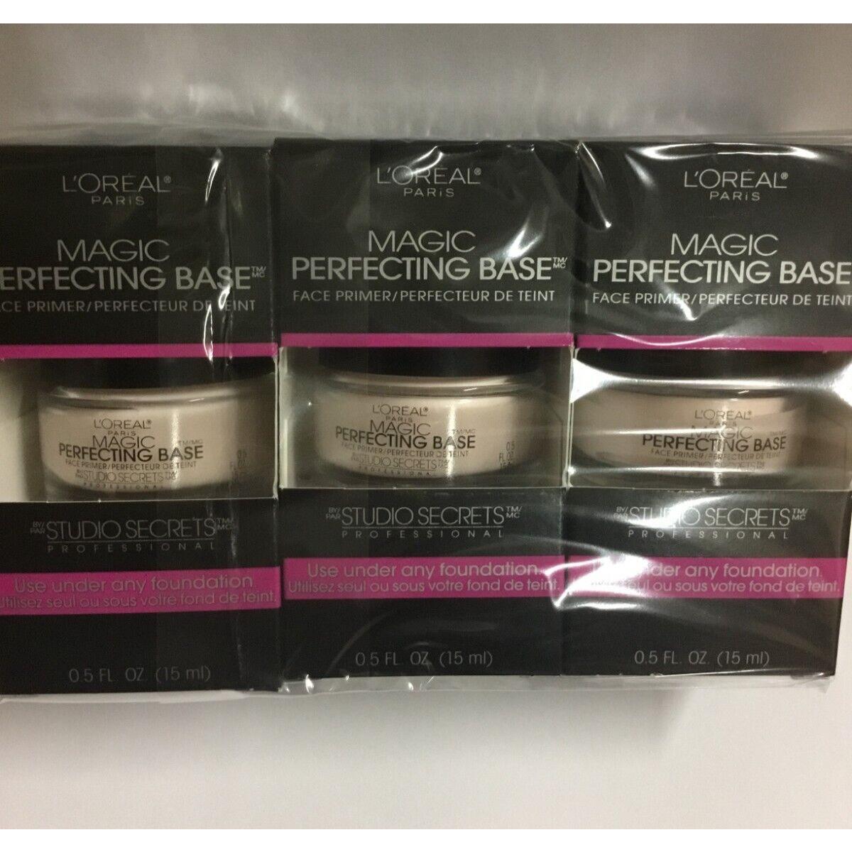 Lot OF 3 L`oreal Paris Magic Perfecting Base Face Primer 0.5 FL oz