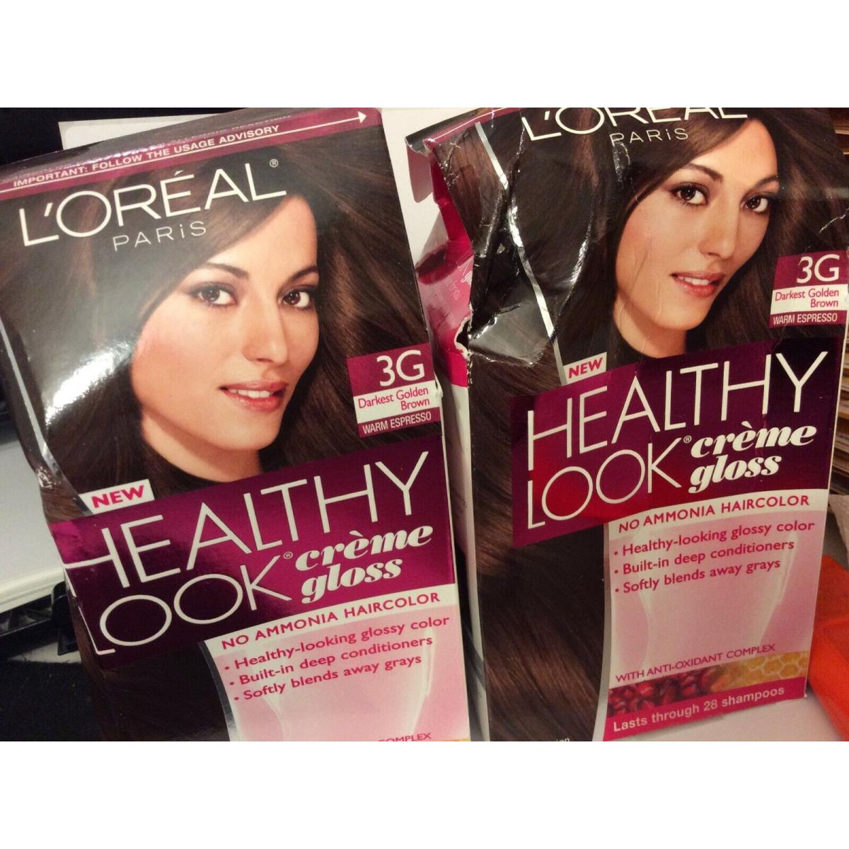 10 Ximperfect Box L`oreal Healthy Look Gloss Hair Color 3G Darkest Golden Brown