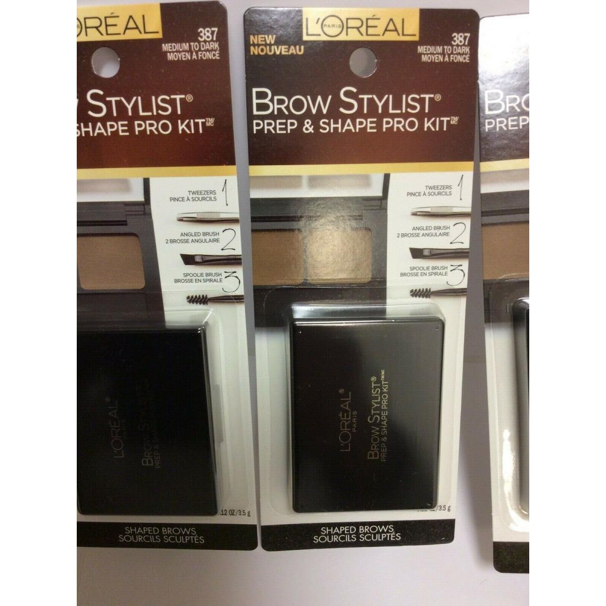 L`oréal 3 X L`or al Brow Stylist Prep and Shape Pro Brow Kit Medium To Dark 387 New