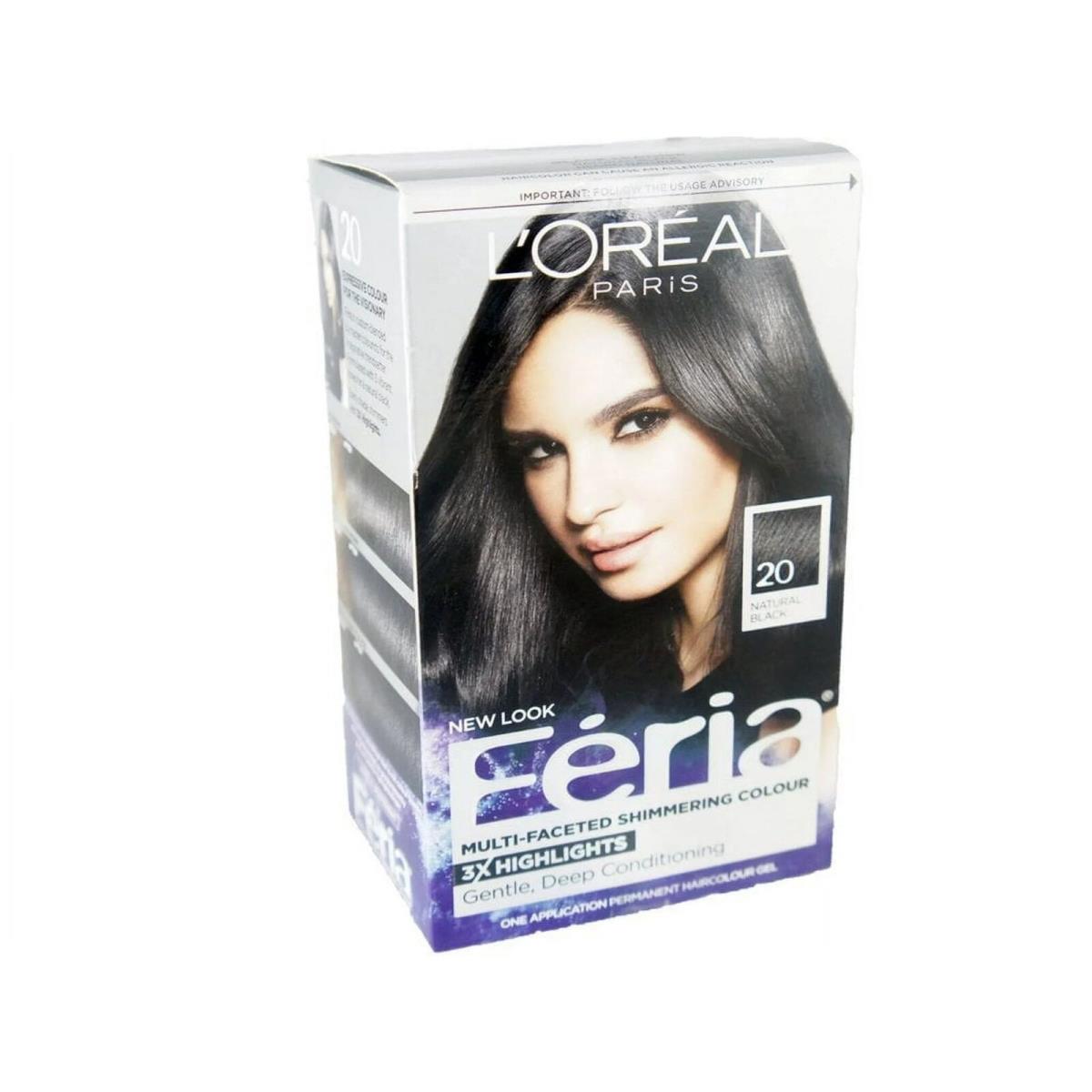 L`oreal Feria Multi-faceted Color 20 Natural Black 1 ea Pack of 4